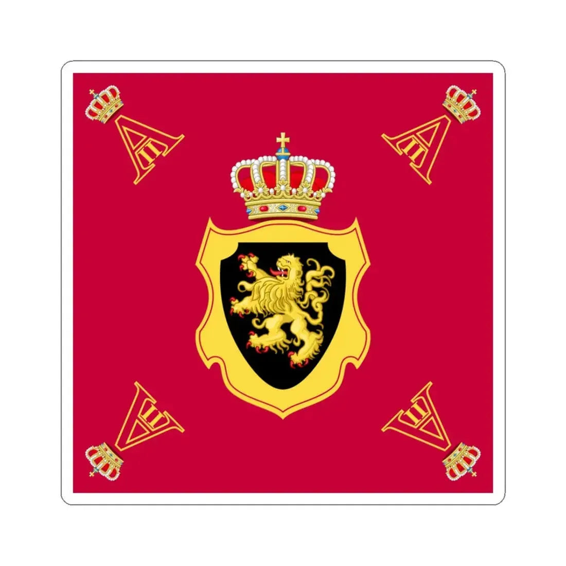 Royal Standard of King Albert II of Belgium (Belgium) STICKER Vinyl Kiss-Cut Decal 3 Inch White - The Sticker Space