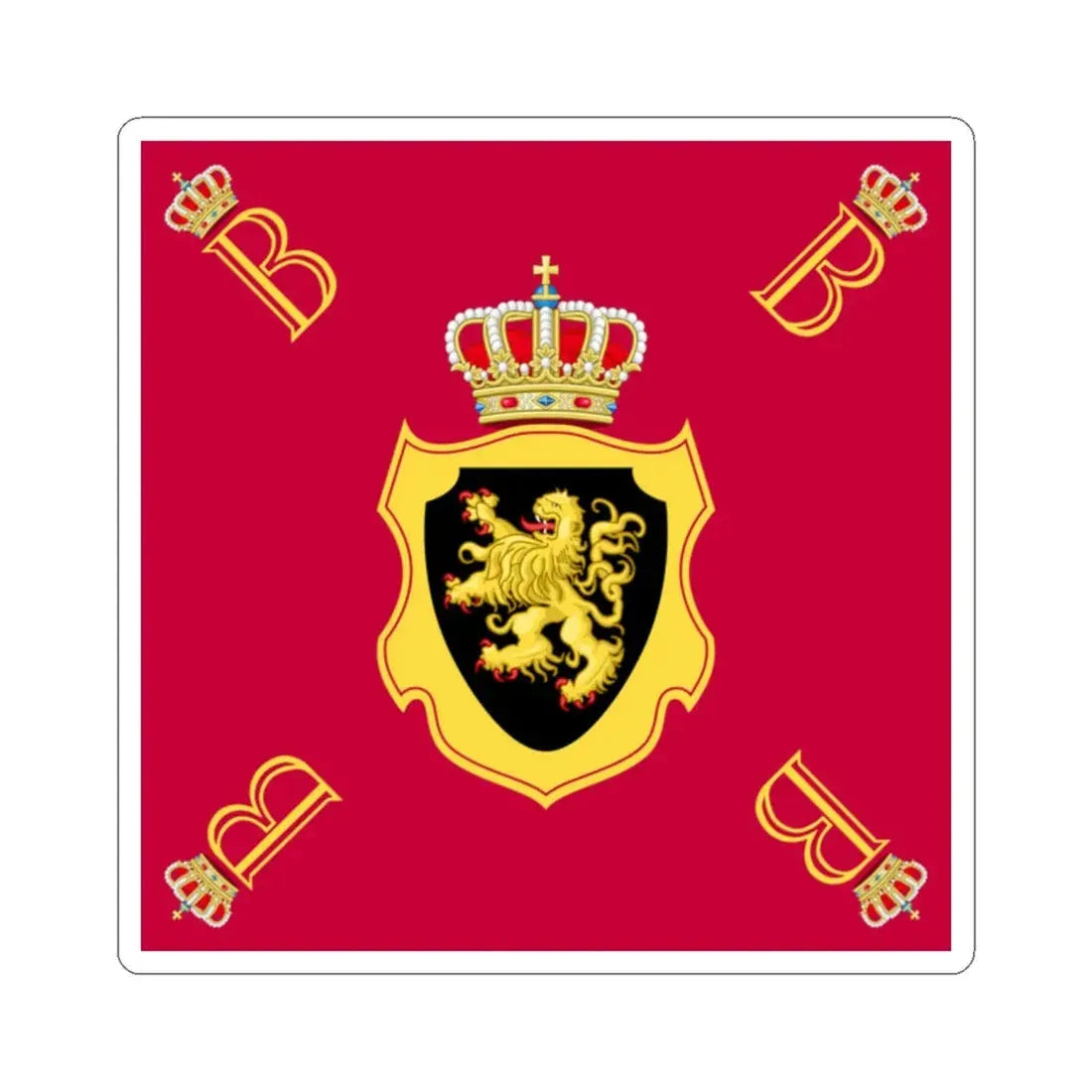 Royal Standard of King Baudouin of Belgium 1951-1993 (Belgium) STICKER Vinyl Kiss-Cut Decal 2 Inch White - The Sticker Space