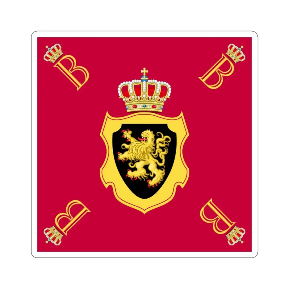 Royal Standard of King Baudouin of Belgium 1951-1993 (Belgium) STICKER Vinyl Kiss-Cut Decal 4 Inch White - The Sticker Space