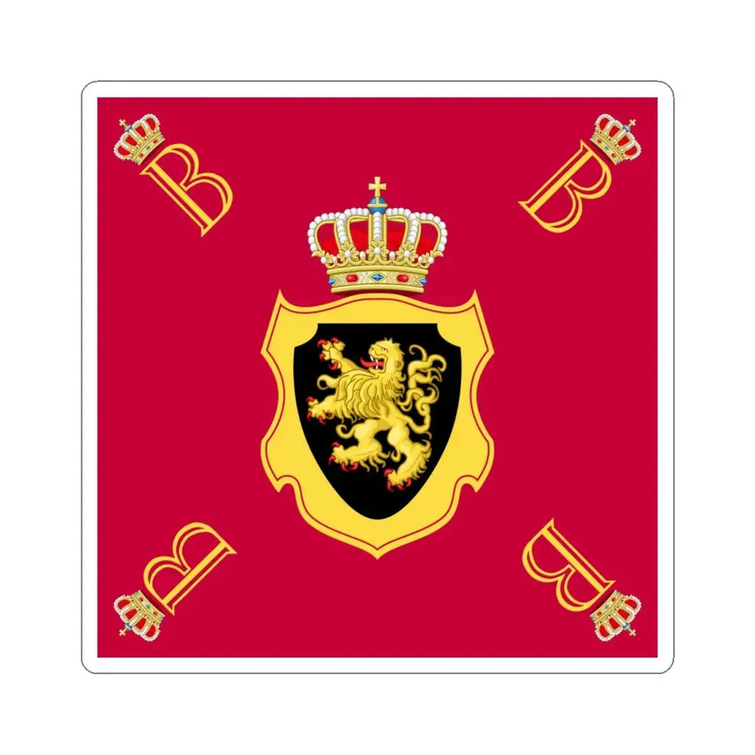 Royal Standard of King Baudouin of Belgium 1951-1993 (Belgium) STICKER Vinyl Kiss-Cut Decal 6 Inch White - The Sticker Space