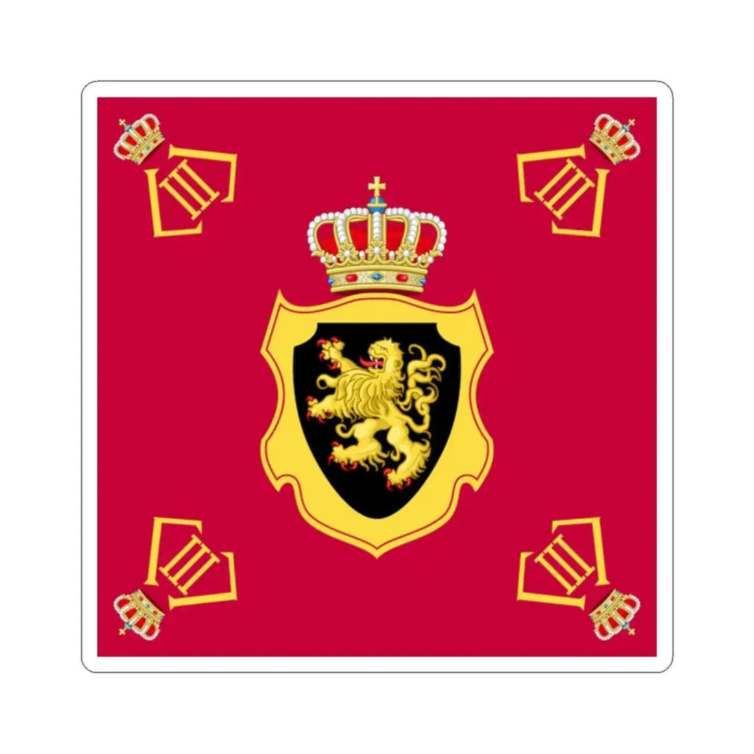 Royal Standard of King Leopold III of Belgium 1934-1951 (Belgium) STICKER Vinyl Kiss-Cut Decal 2 Inch White - The Sticker Space