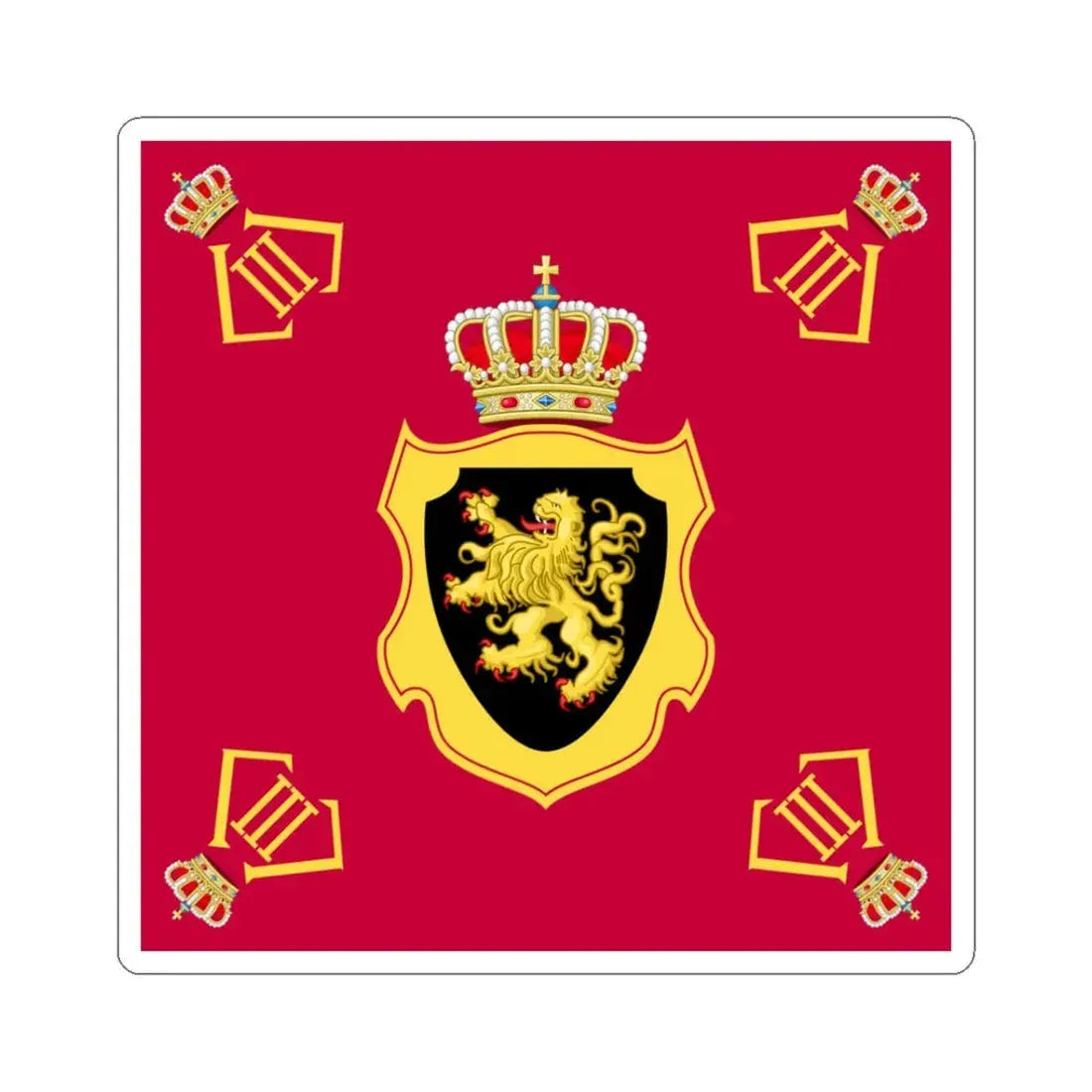 Royal Standard of King Leopold III of Belgium 1934-1951 (Belgium) STICKER Vinyl Kiss-Cut Decal 3 Inch White - The Sticker Space
