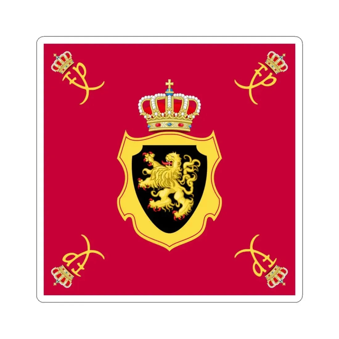 Royal Standard of King Philippe of Belgium (Belgium) STICKER Vinyl Kiss-Cut Decal 3 Inch White - The Sticker Space
