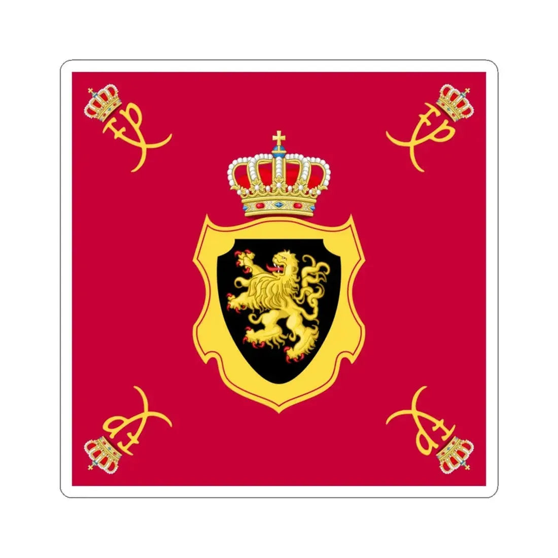 Royal Standard of King Philippe of Belgium (Belgium) STICKER Vinyl Kiss-Cut Decal 4 Inch White - The Sticker Space