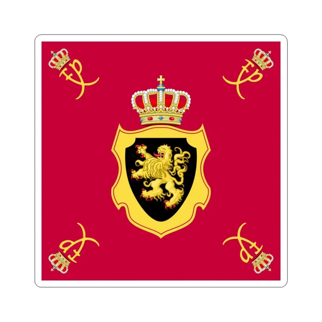 Royal Standard of King Philippe of Belgium (Belgium) STICKER Vinyl Kiss-Cut Decal 6 Inch White - The Sticker Space