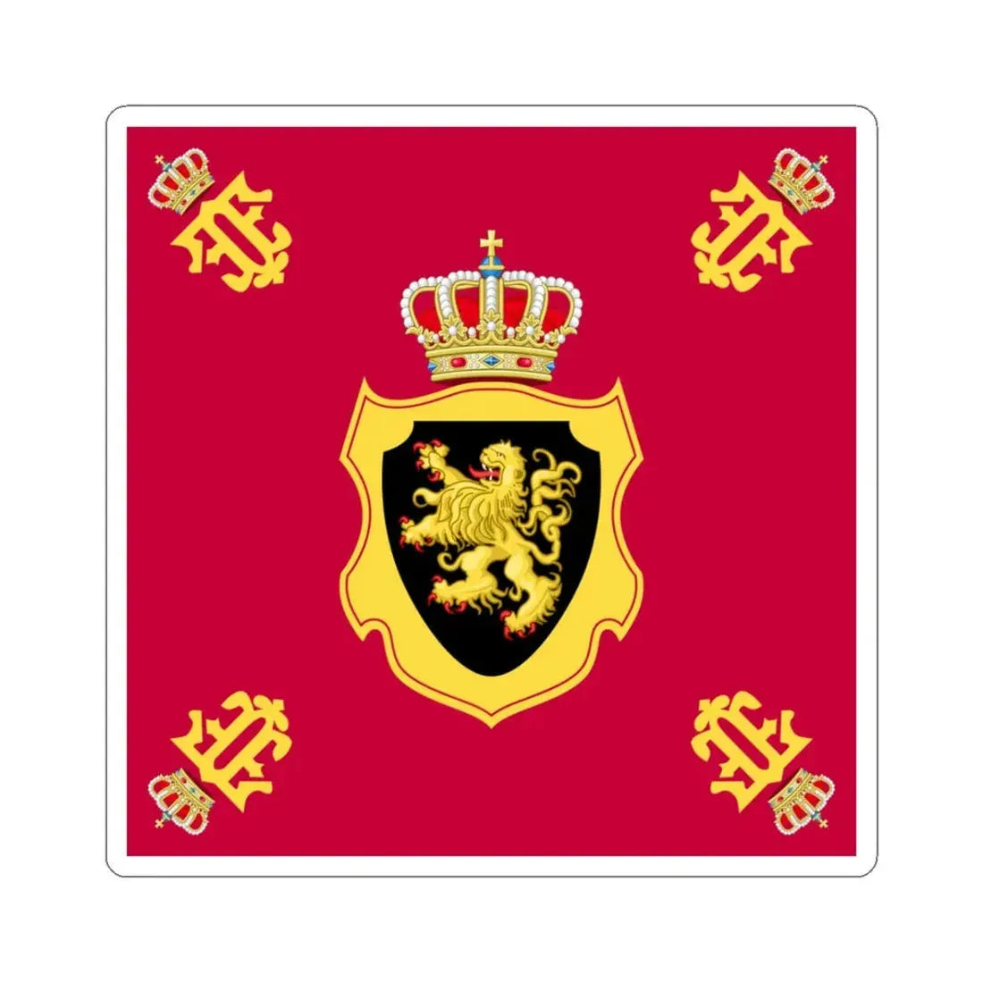 Royal Standard of Queen Fabiola of Belgium 1960-2014 (Belgium) STICKER Vinyl Kiss-Cut Decal 3 Inch White - The Sticker Space