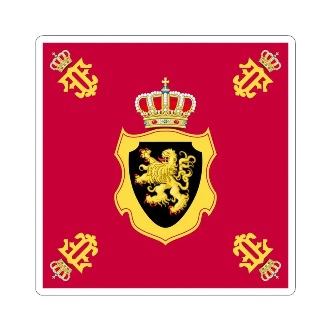 Royal Standard of Queen Fabiola of Belgium 1960-2014 (Belgium) STICKER Vinyl Kiss-Cut Decal 4 Inch White - The Sticker Space