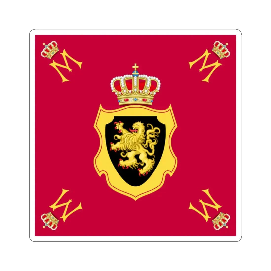 Royal Standard of Queen Mathilde of Belgium (Belgium) STICKER Vinyl Kiss-Cut Decal 2 Inch White - The Sticker Space