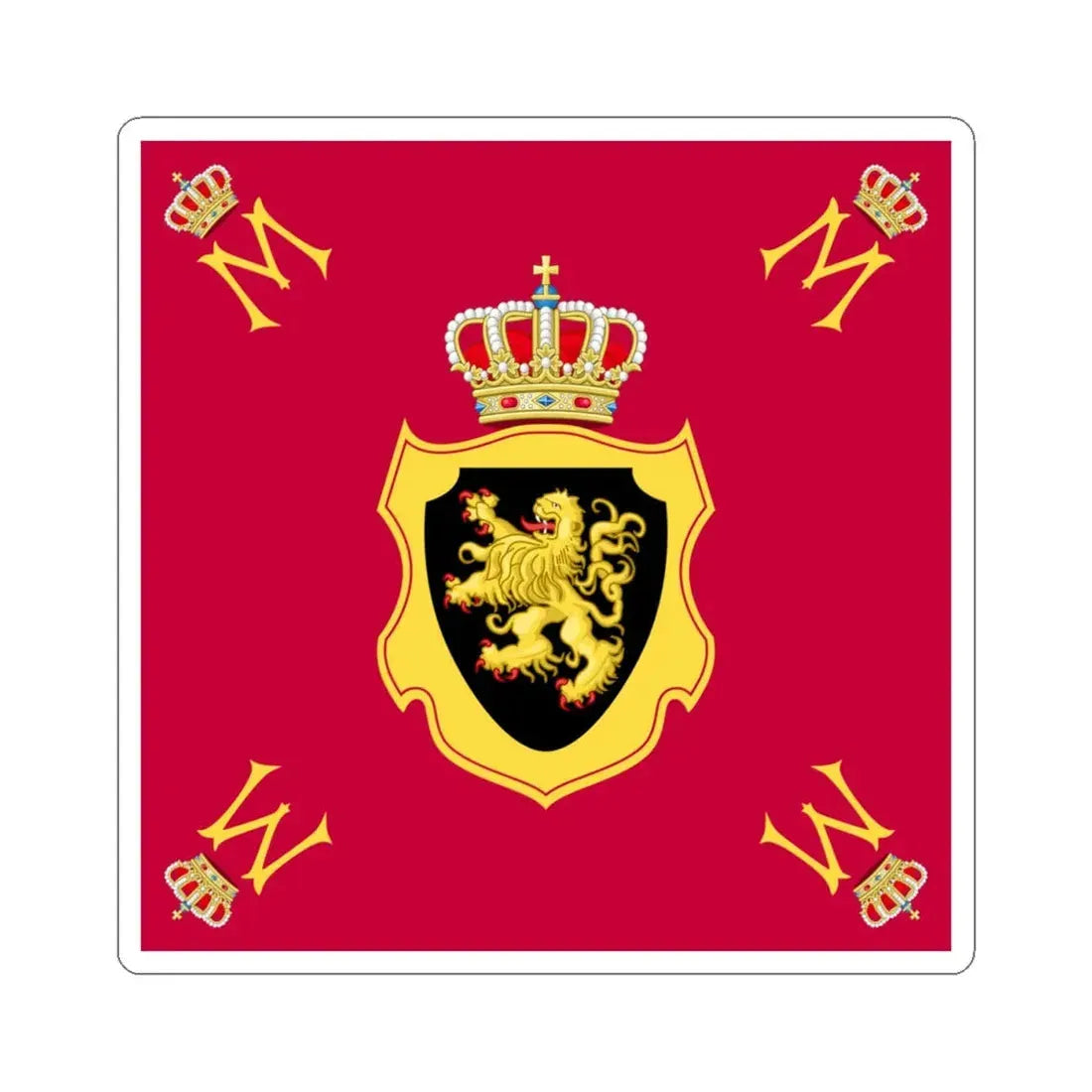 Royal Standard of Queen Mathilde of Belgium (Belgium) STICKER Vinyl Kiss-Cut Decal 4 Inch White - The Sticker Space