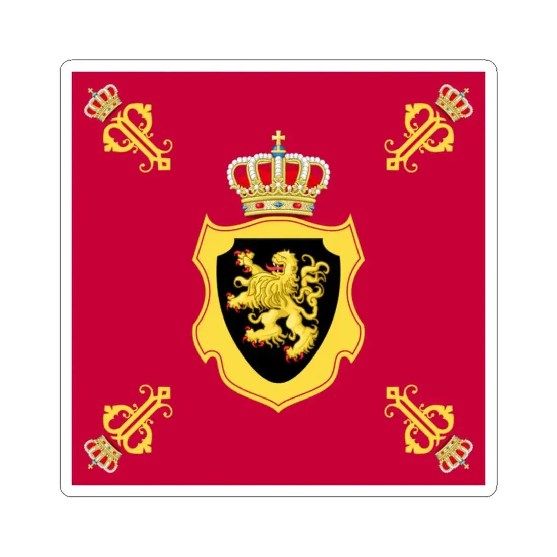 Royal Standard of Queen Paola of Belgium (Belgium) STICKER Vinyl Kiss-Cut Decal 2 Inch White - The Sticker Space