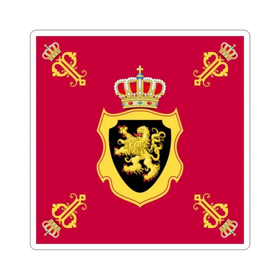 Royal Standard of Queen Paola of Belgium (Belgium) STICKER Vinyl Kiss-Cut Decal 3 Inch White - The Sticker Space