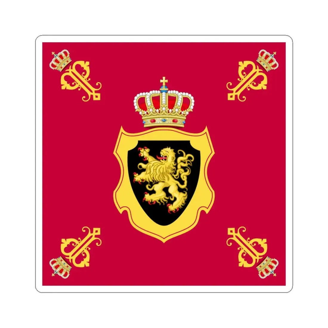 Royal Standard of Queen Paola of Belgium (Belgium) STICKER Vinyl Kiss-Cut Decal 4 Inch White - The Sticker Space