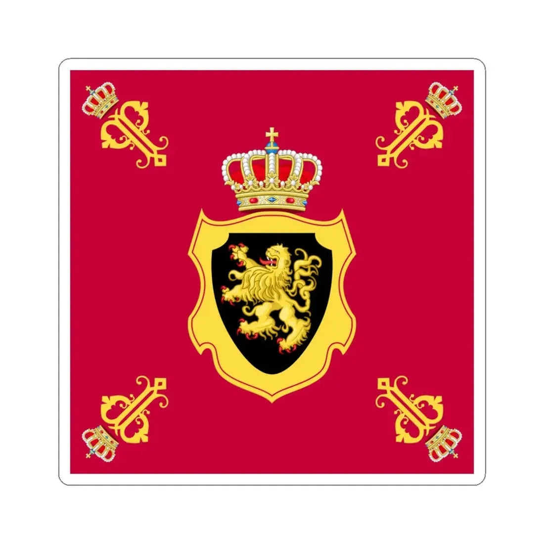 Royal Standard of Queen Paola of Belgium (Belgium) STICKER Vinyl Kiss-Cut Decal 6 Inch White - The Sticker Space