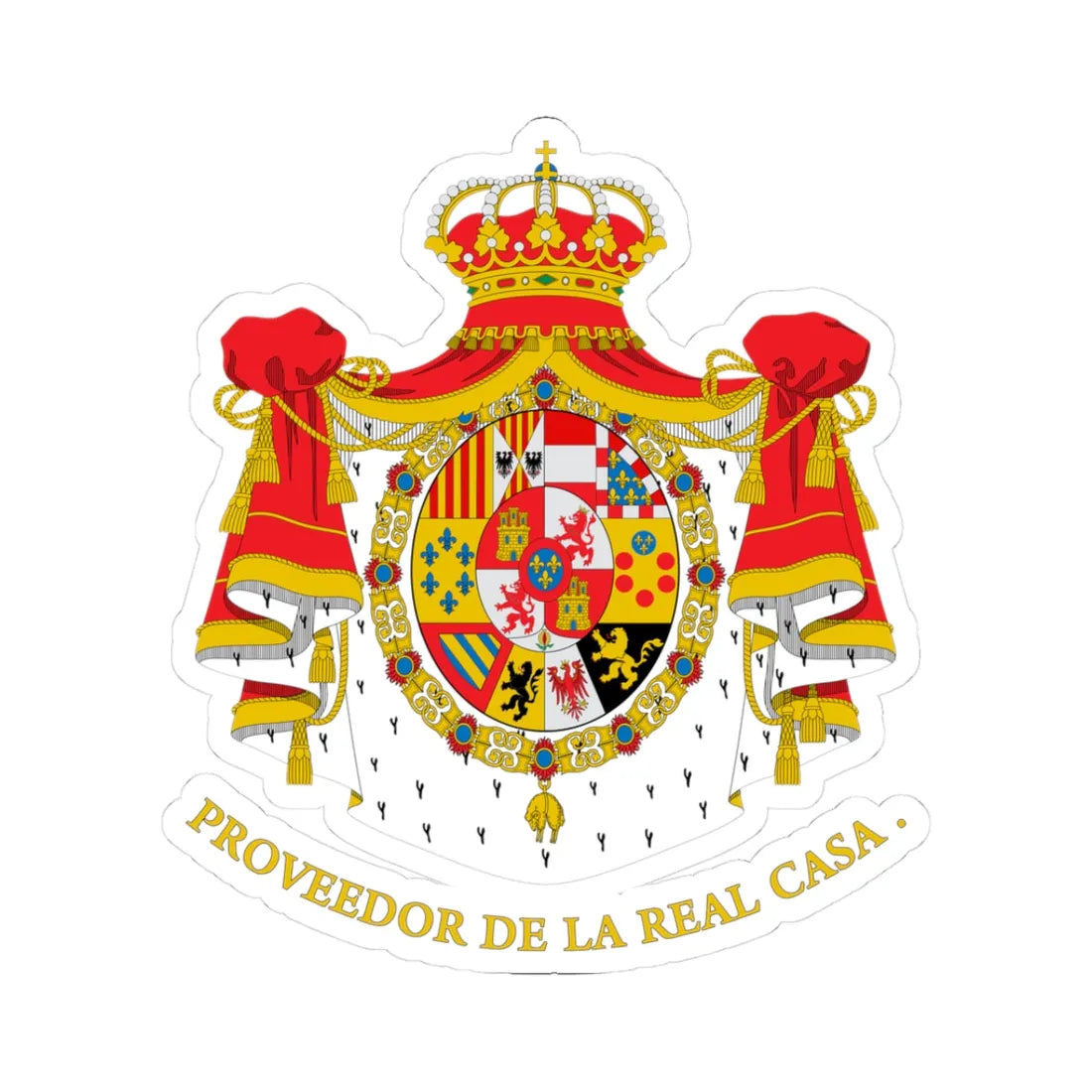 Royal Warrant of Appointment Spain (Spain) (Coat of Arms) STICKER Vinyl Kiss-Cut Decal 3 Inch White - The Sticker Space