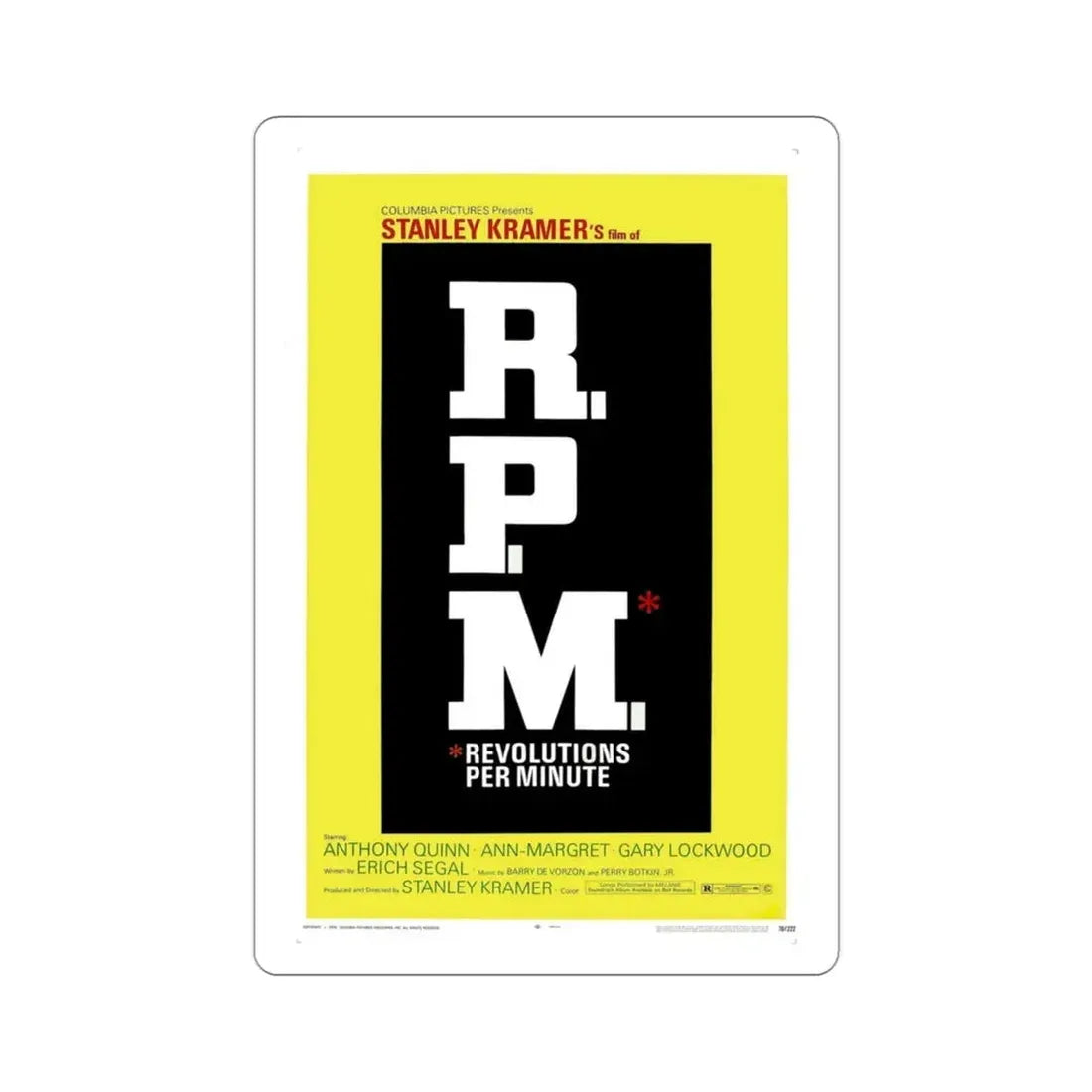 RPM 1970 Movie Poster STICKER Vinyl Die-Cut Decal 3 Inch - The Sticker Space