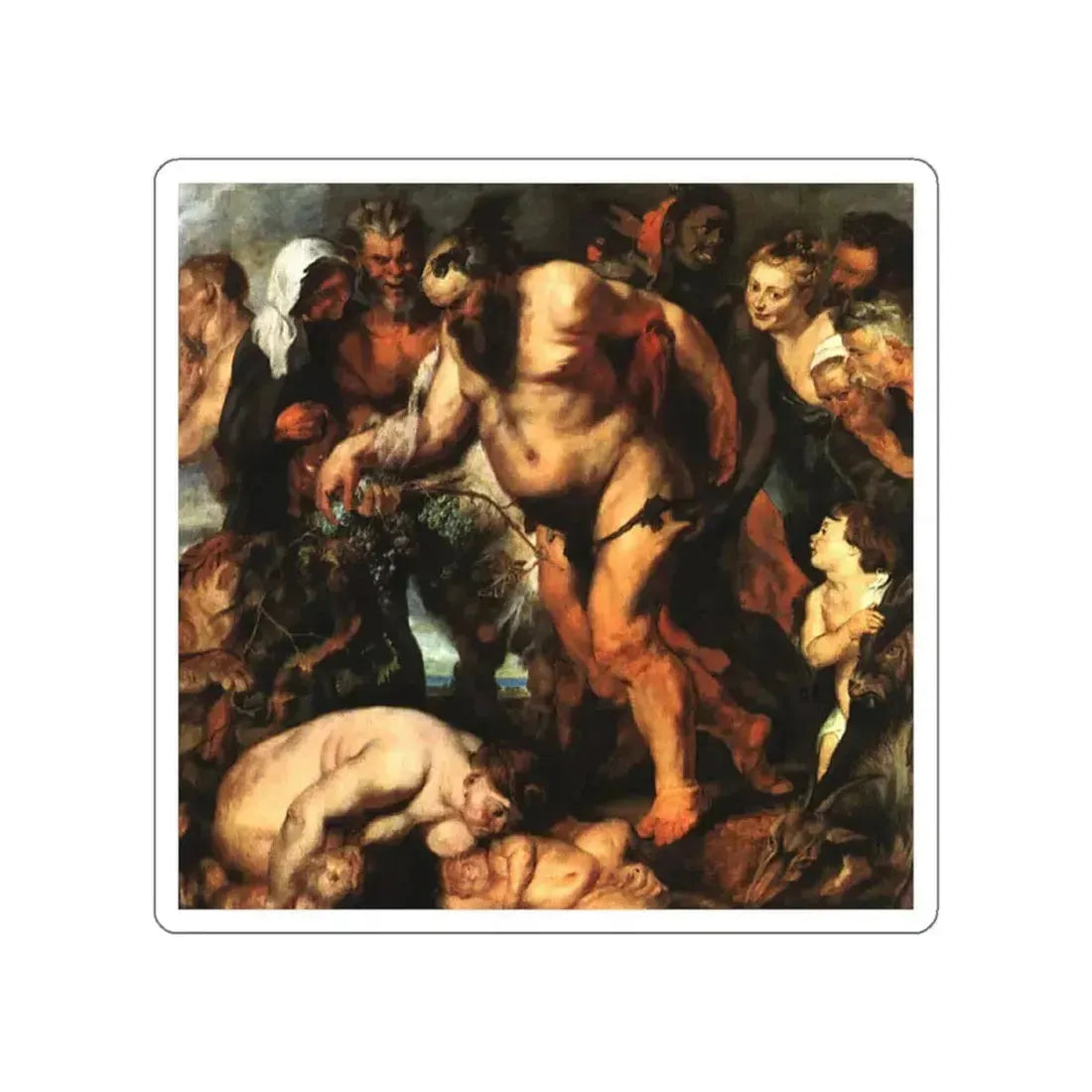 RUBENS, Peter Paul - Drunken Silenus (Artwork) STICKER Vinyl Die-Cut Decal White Die-Cut 5 Inch - The Sticker Space