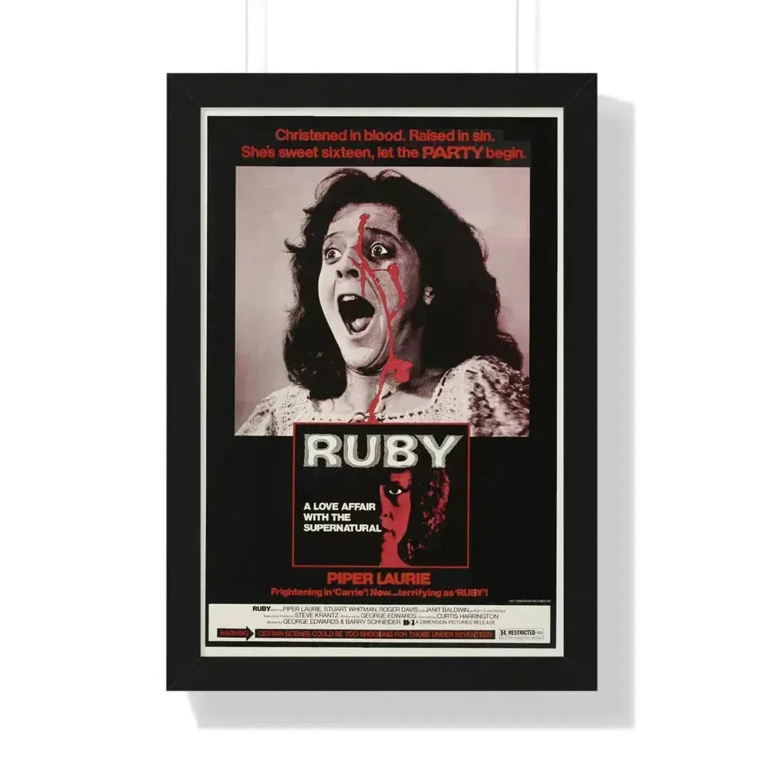 RUBY 1977 - Framed Movie Poster 16″ x 24″ Black - The Sticker Space
