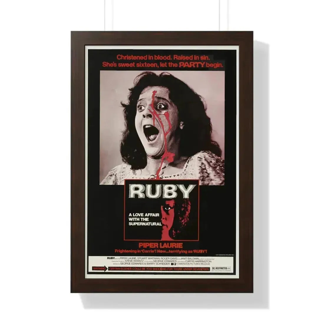 RUBY 1977 - Framed Movie Poster 16″ x 24″ Walnut - The Sticker Space