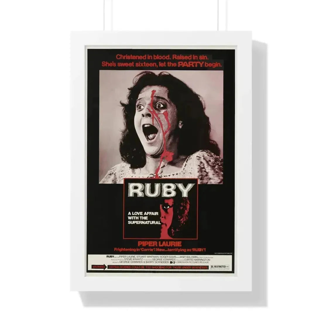 RUBY 1977 - Framed Movie Poster 16″ x 24″ White - The Sticker Space