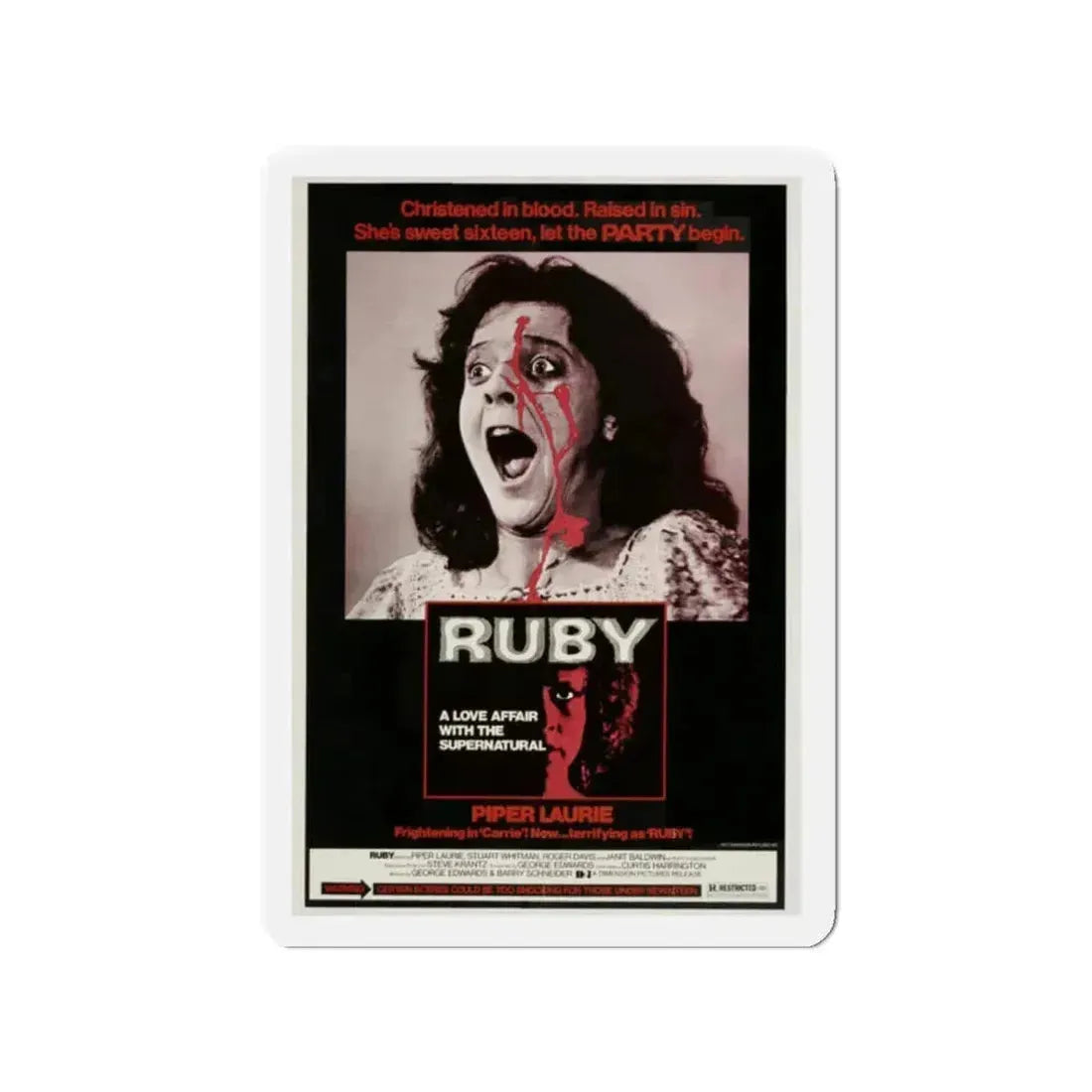 RUBY 1977 Movie Poster - Refrigerator Magnet 2 Inch Die-Cut - The Sticker Space