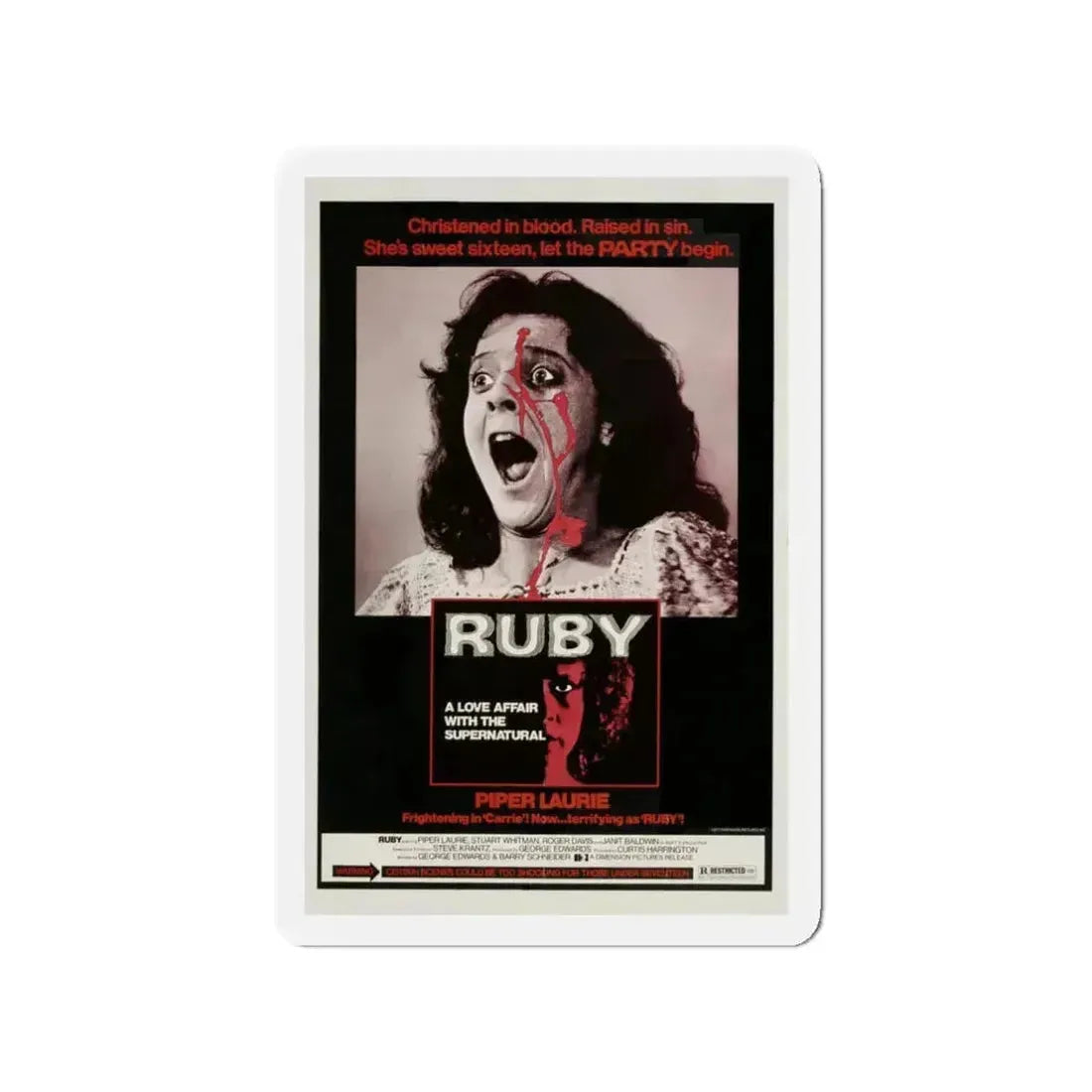 RUBY 1977 Movie Poster - Refrigerator Magnet 3 Inch Die-Cut - The Sticker Space