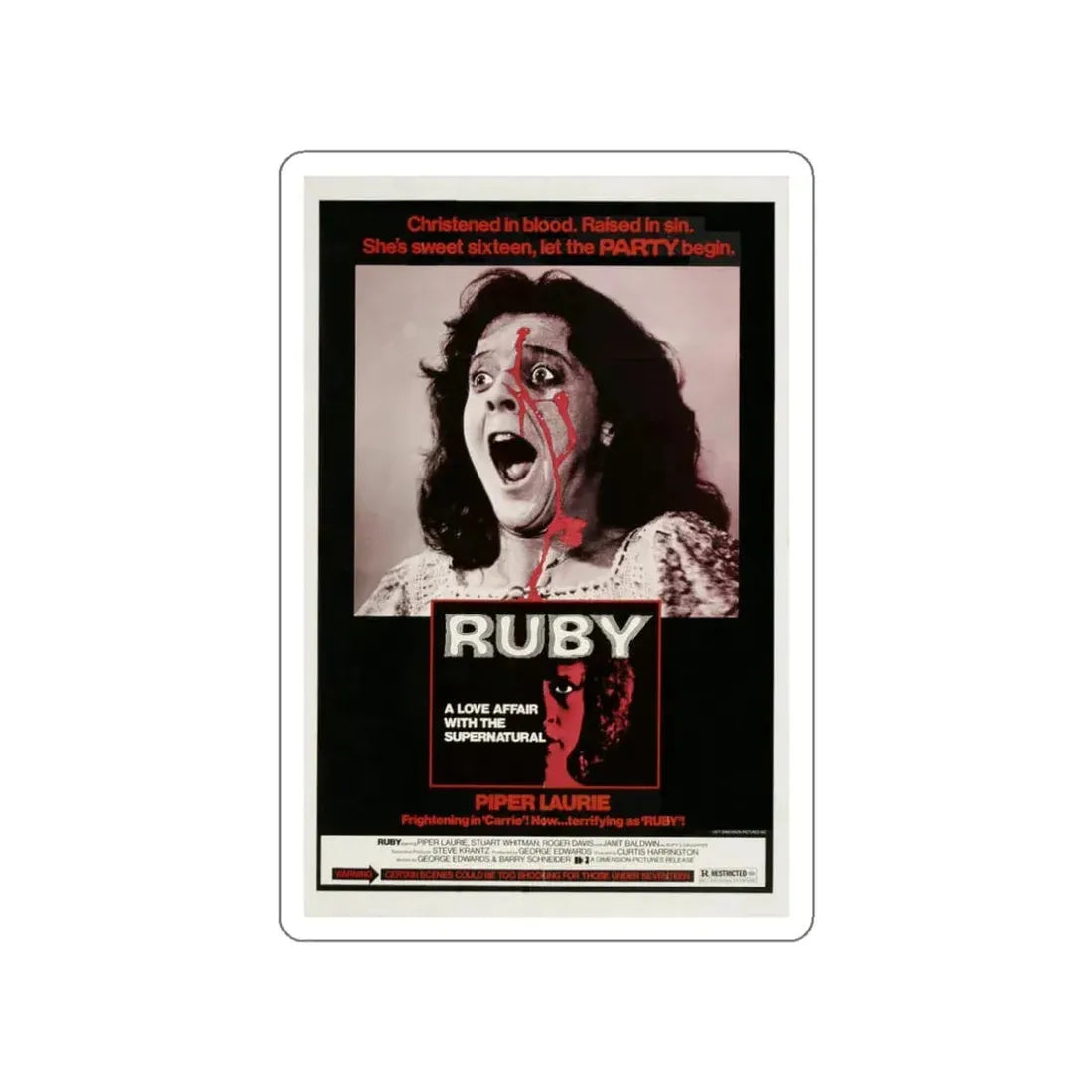 RUBY 1977 Movie Poster STICKER Vinyl Die-Cut Decal 3 Inch - The Sticker Space
