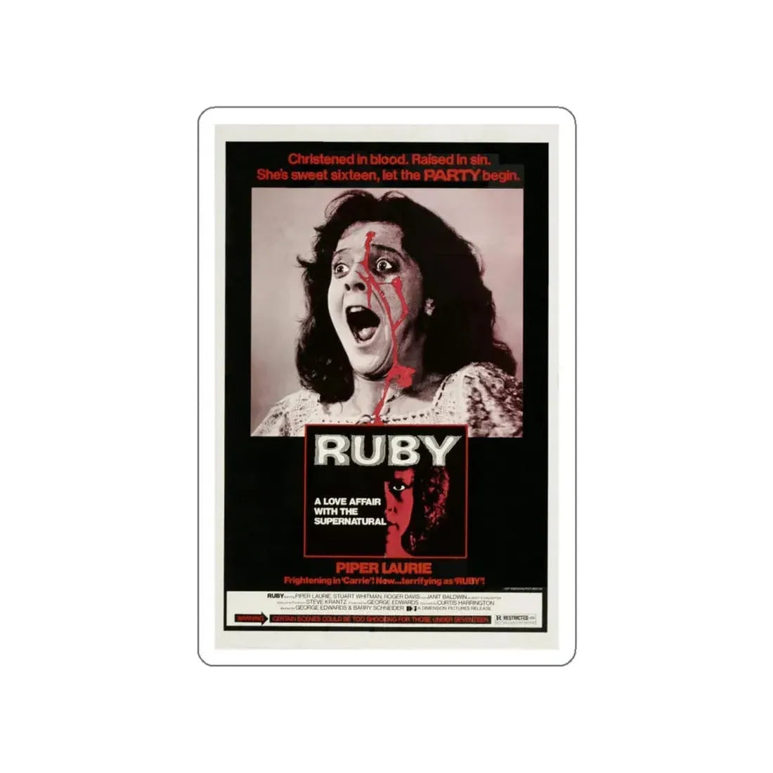 RUBY 1977 Movie Poster STICKER Vinyl Die-Cut Decal 5 Inch - The Sticker Space