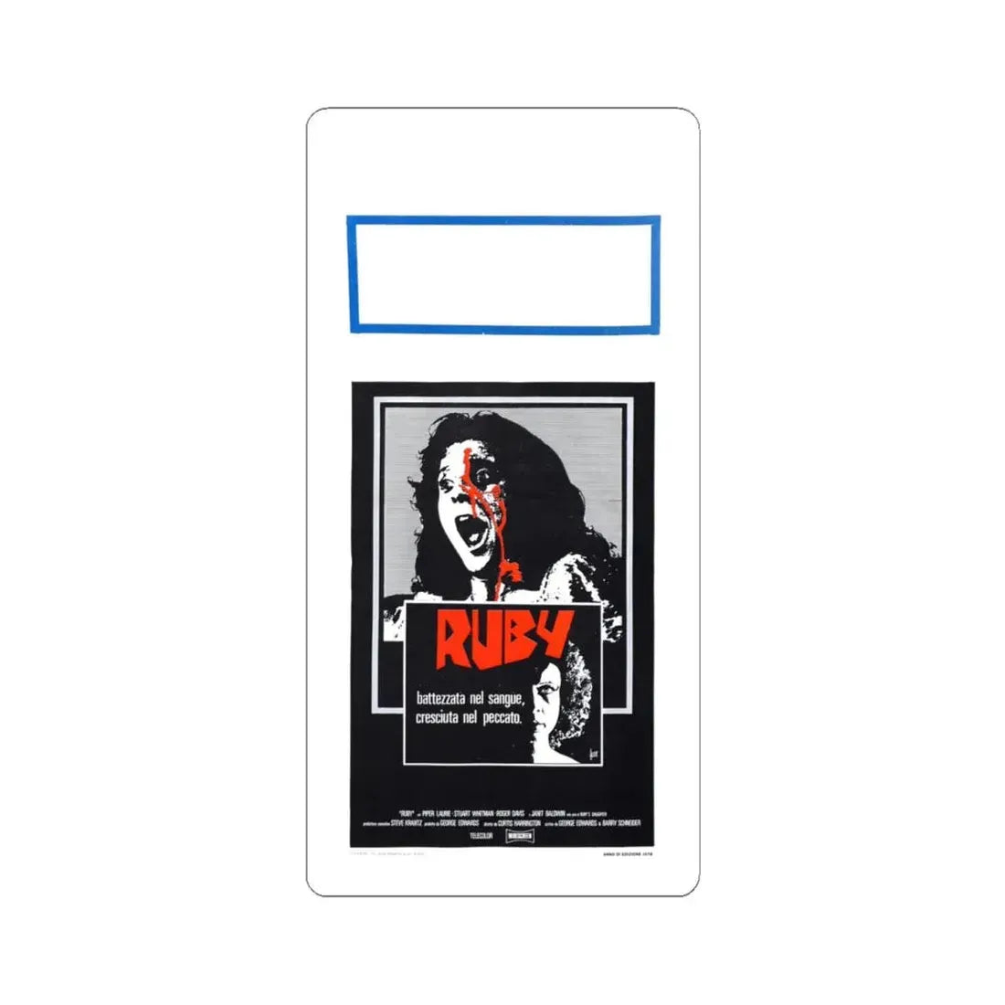 RUBY (ITALIAN) 1977 Movie Poster - STICKER Vinyl Kiss-Cut Decal 4 Inch White - The Sticker Space