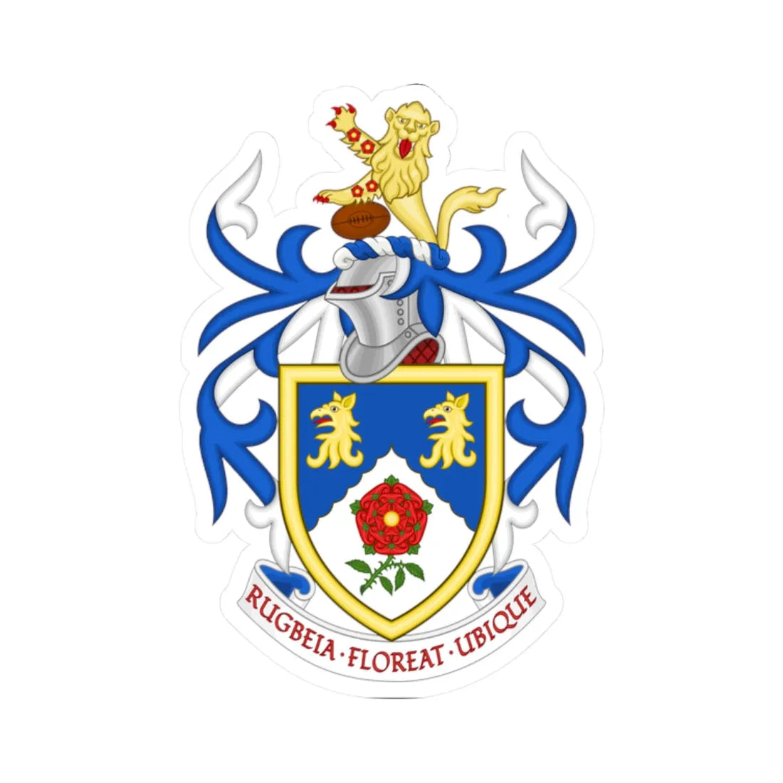 Rugby Football Union Coat of Arms (England) (Coat of Arms) STICKER Vinyl Kiss-Cut Decal 2 Inch White - The Sticker Space