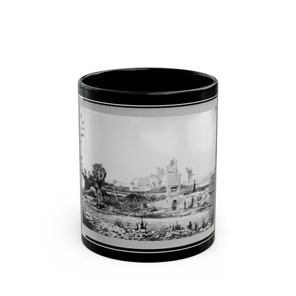 Ruins At Hampton, Virginia Showing Chimneys, And Man Standing (U.S. Civil War) Black Coffee Mug-11oz-The Sticker Space