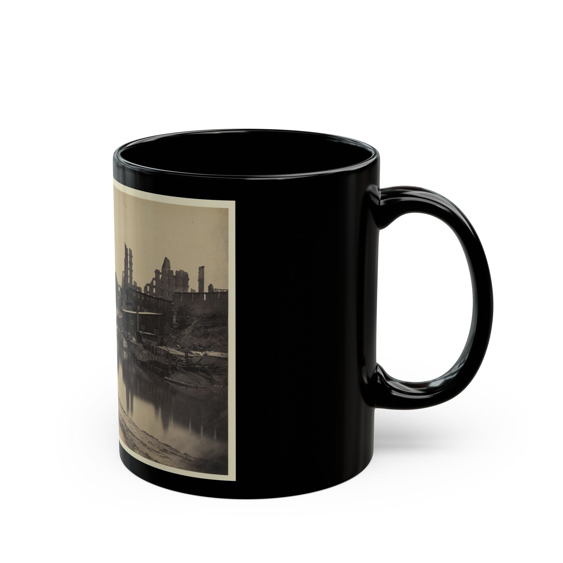 Ruins At Richmond, Va., Canal In Foreground, Ruins In Background (U.S. Civil War) Black Coffee Mug-The Sticker Space