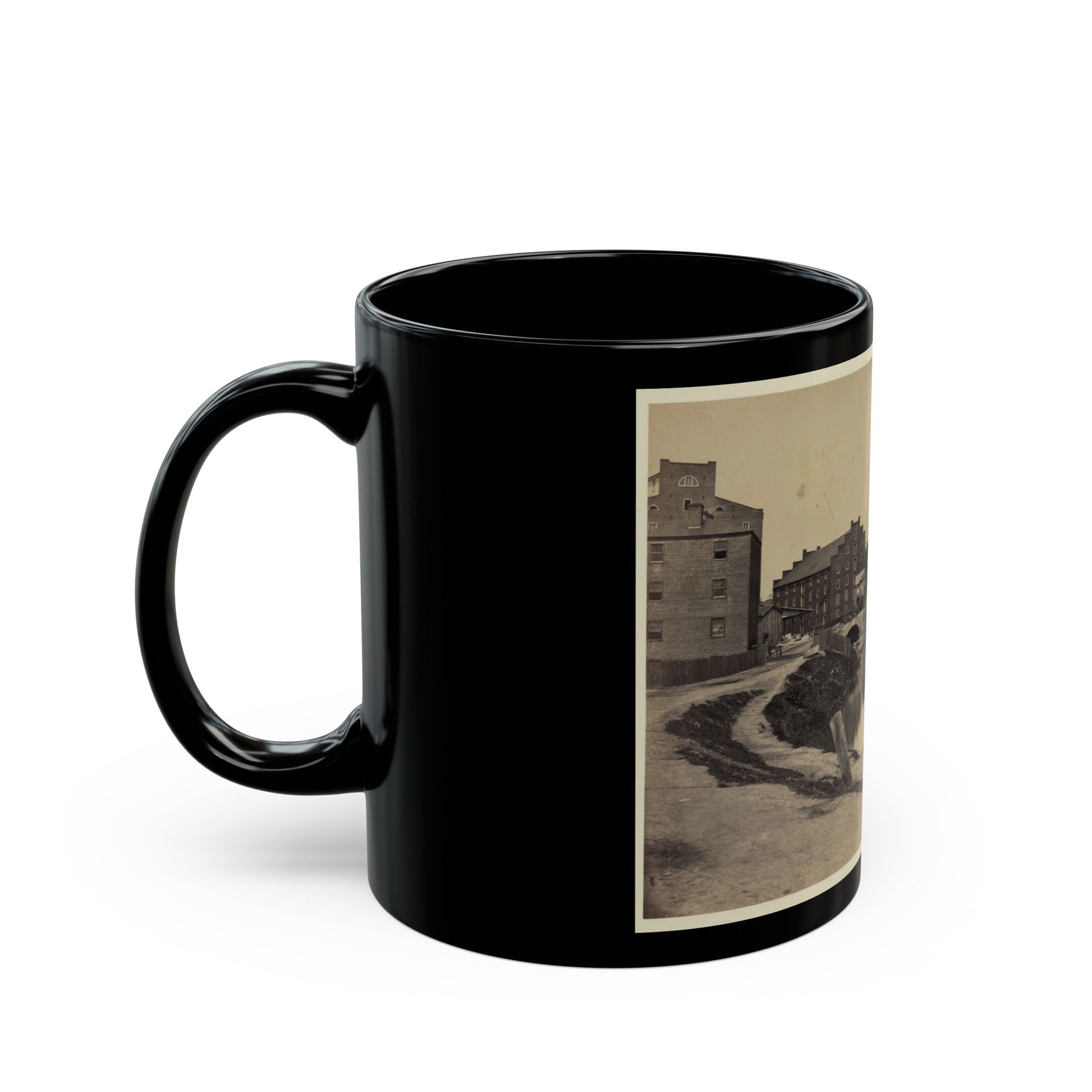 Ruins At Richmond, Va., Canal In Foreground, Ruins In Background (U.S. Civil War) Black Coffee Mug-The Sticker Space