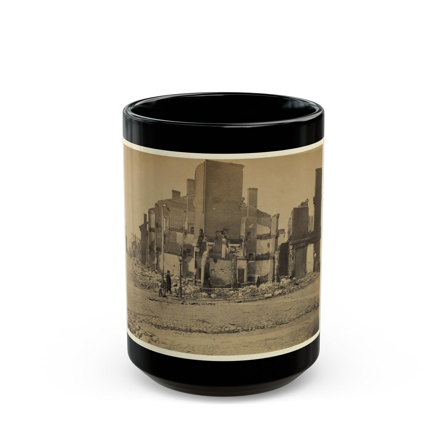 Ruins In Richmond, Va. (U.S. Civil War) Black Coffee Mug-15oz-The Sticker Space