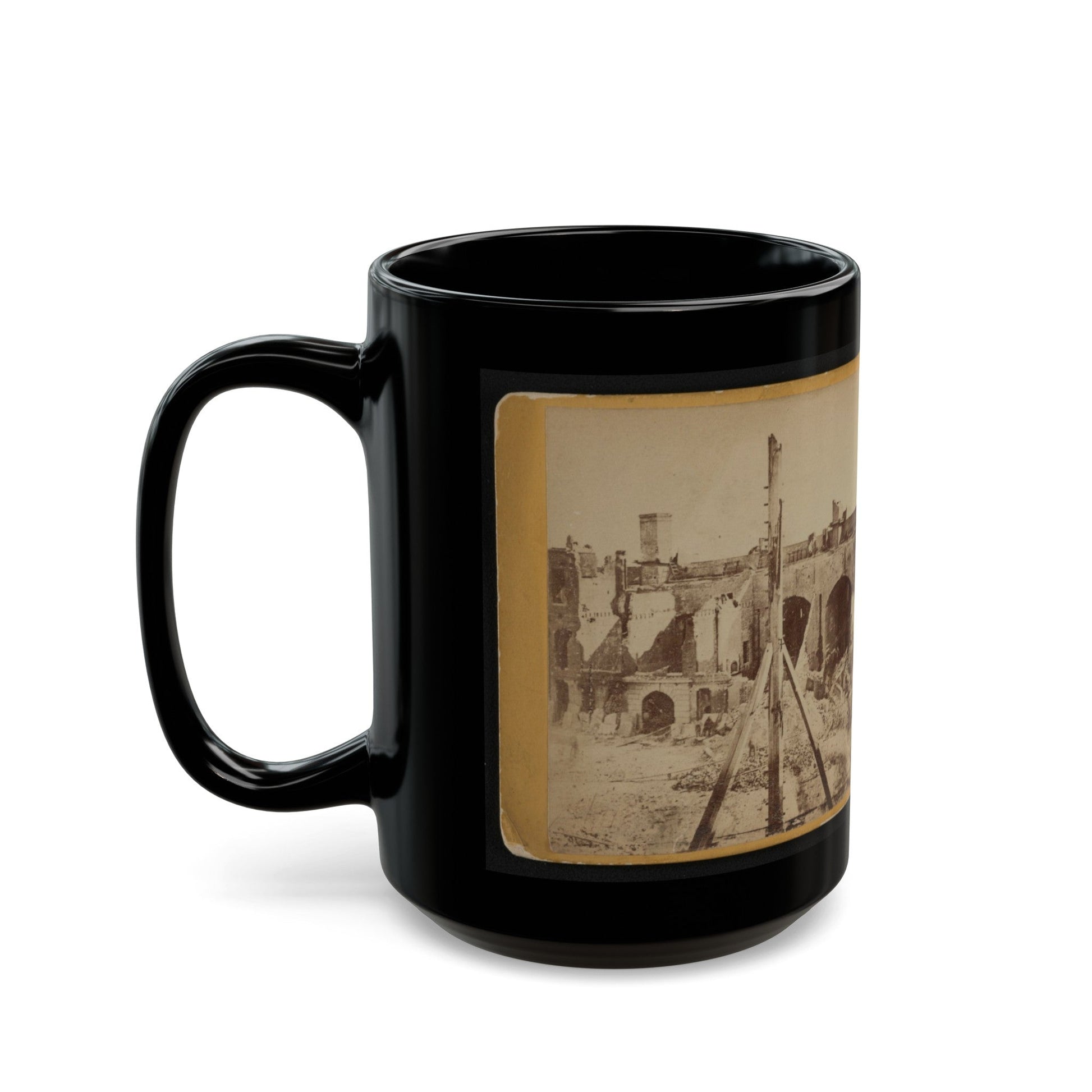 Ruins Of Fort Sumter, Charleston Harbor, S.C. (U.S. Civil War) Black Coffee Mug-The Sticker Space