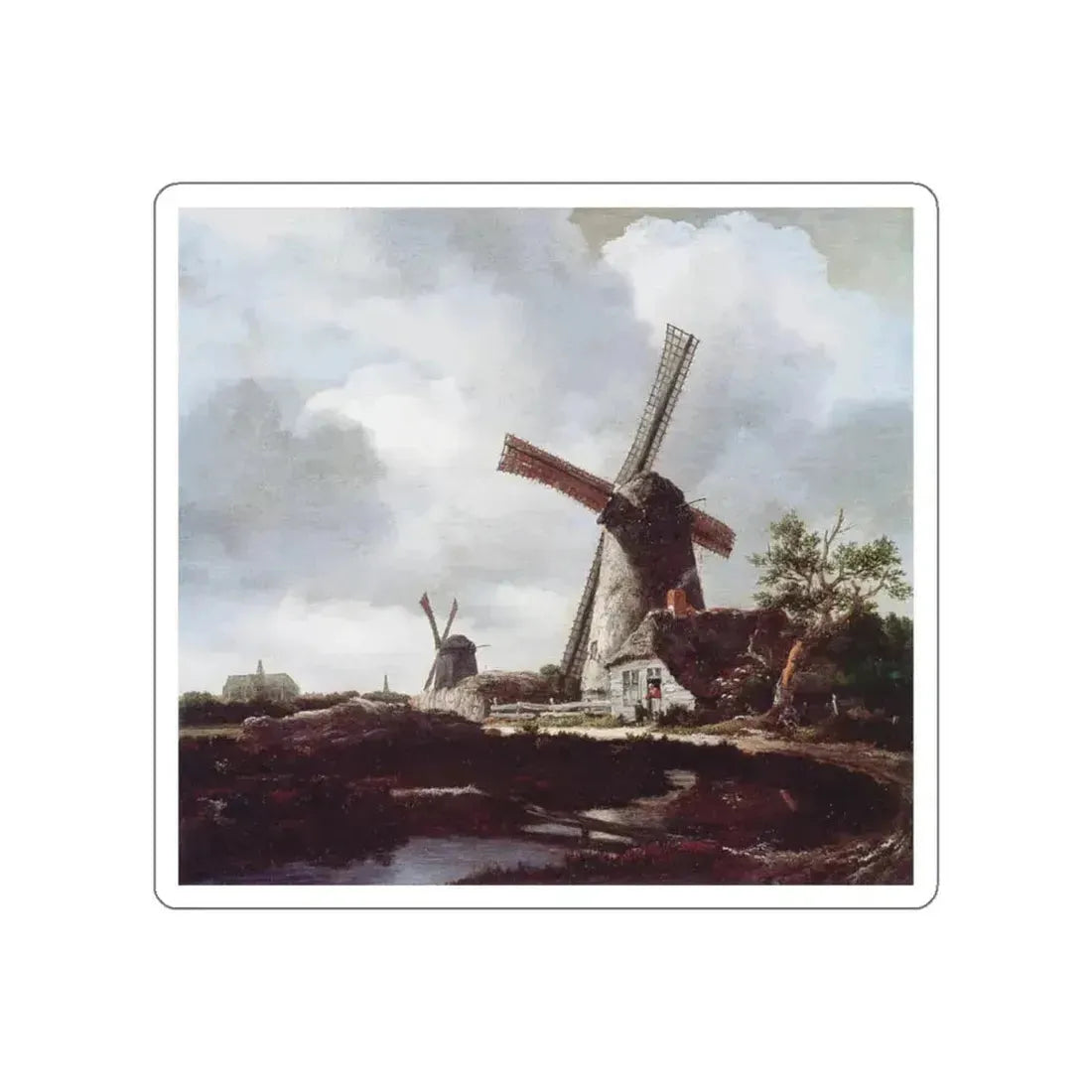 RUISDAEL, Jacob Isaackszon van - Mills (Artwork) STICKER Vinyl Die-Cut Decal White Die-Cut 4 Inch - The Sticker Space