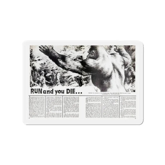 Run and you Die, Valor magazine, November1968 (Magazine Illustration) Refrigerator Magnet 2 Inch Die-Cut - The Sticker Space