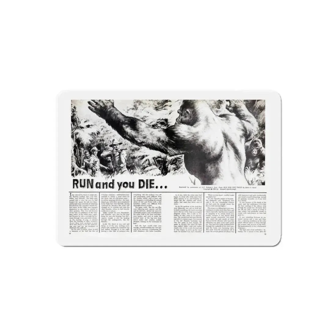 Run and you Die, Valor magazine, November1968 (Magazine Illustration) Refrigerator Magnet 6 Inch Die-Cut - The Sticker Space