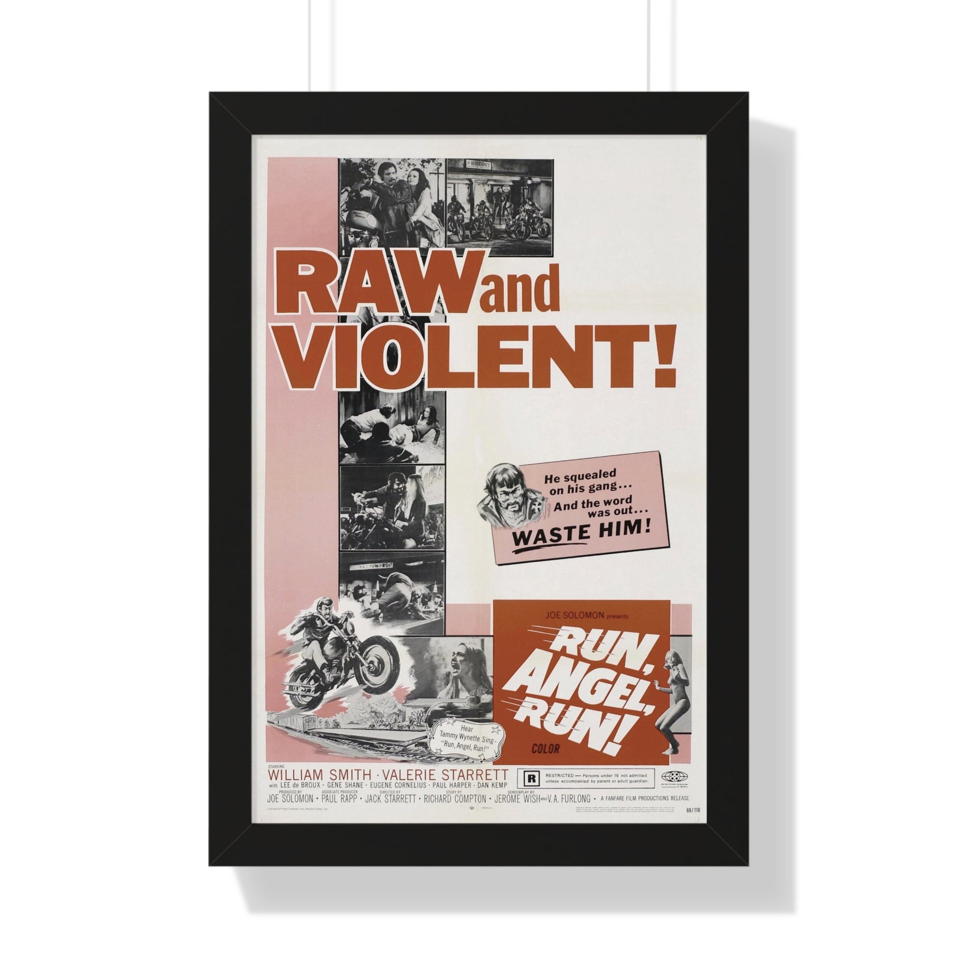 RUN ANGEL RUN 1969 - Framed Movie Poster-16″ x 24″-The Sticker Space