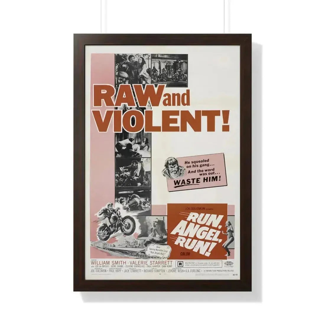 RUN ANGEL RUN 1969 - Framed Movie Poster 20" x 30" Walnut - The Sticker Space