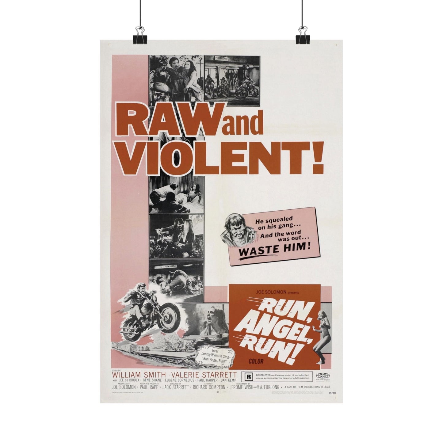 RUN ANGEL RUN 1969 - Paper Movie Poster-12″ x 18″-The Sticker Space