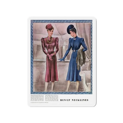 Run-Up Necklines, McCalls, December 1938 (Magazine Illustration) Refrigerator Magnet - The Sticker Space
