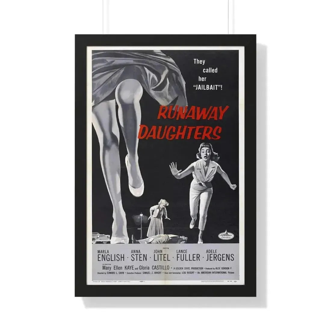 RUNAWAY DAUGHTERS 1956 - Framed Movie Poster 20" x 30" Black - The Sticker Space