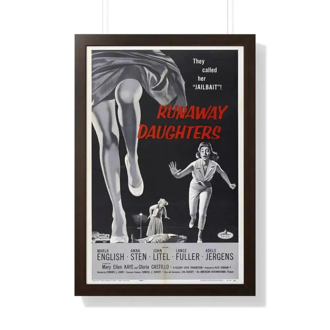 RUNAWAY DAUGHTERS 1956 - Framed Movie Poster 20" x 30" Walnut - The Sticker Space