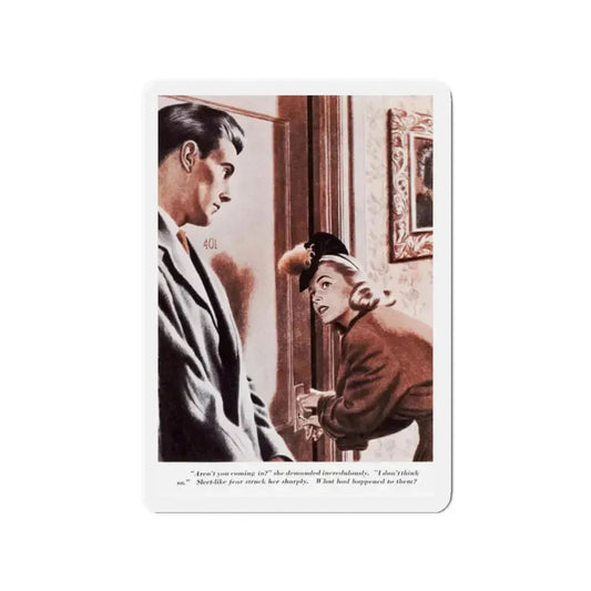 Runaway Wife (2), Redbook, March 1948 (Magazine Illustration) Refrigerator Magnet 2 Inch Die-Cut - The Sticker Space