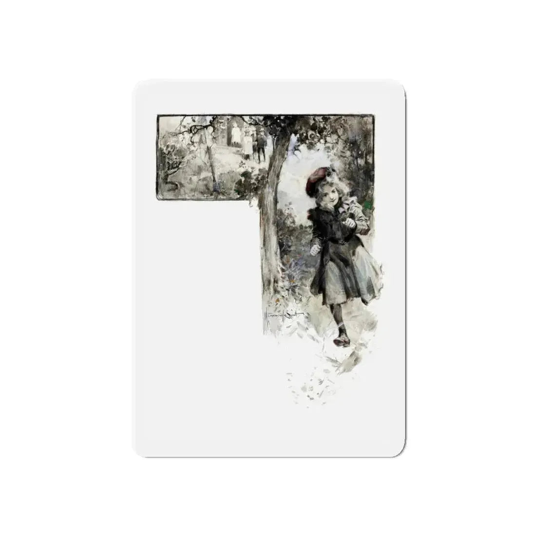 Running Girl, magazine illustration (Magazine Illustration) Refrigerator Magnet 5 Inch Die-Cut - The Sticker Space