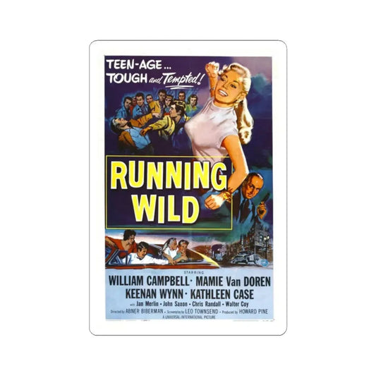 RUNNING WILD 1955 Movie Poster - STICKER Vinyl Kiss-Cut Decal 2 Inch White - The Sticker Space