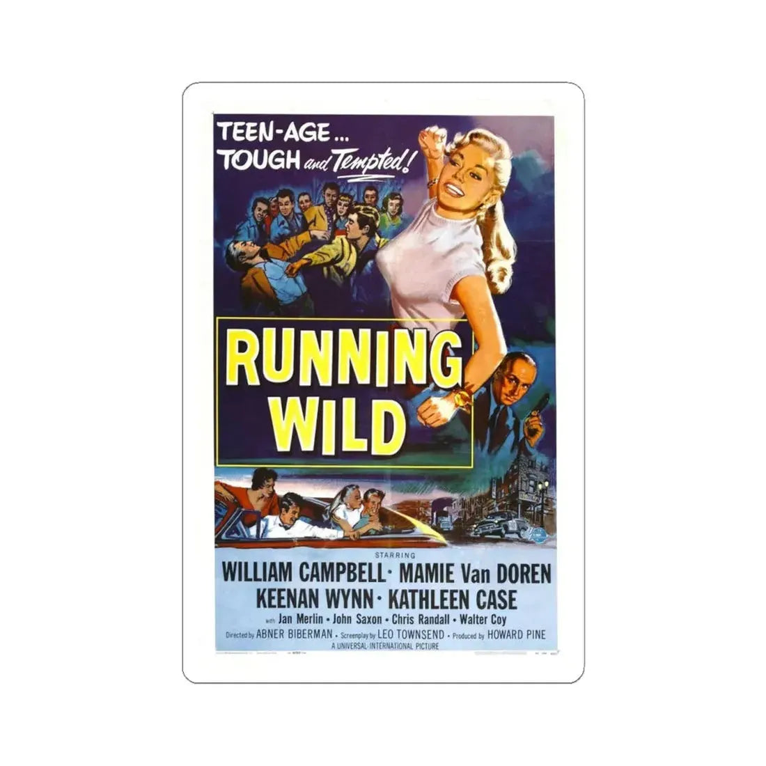 RUNNING WILD 1955 Movie Poster - STICKER Vinyl Kiss-Cut Decal 4 Inch White - The Sticker Space