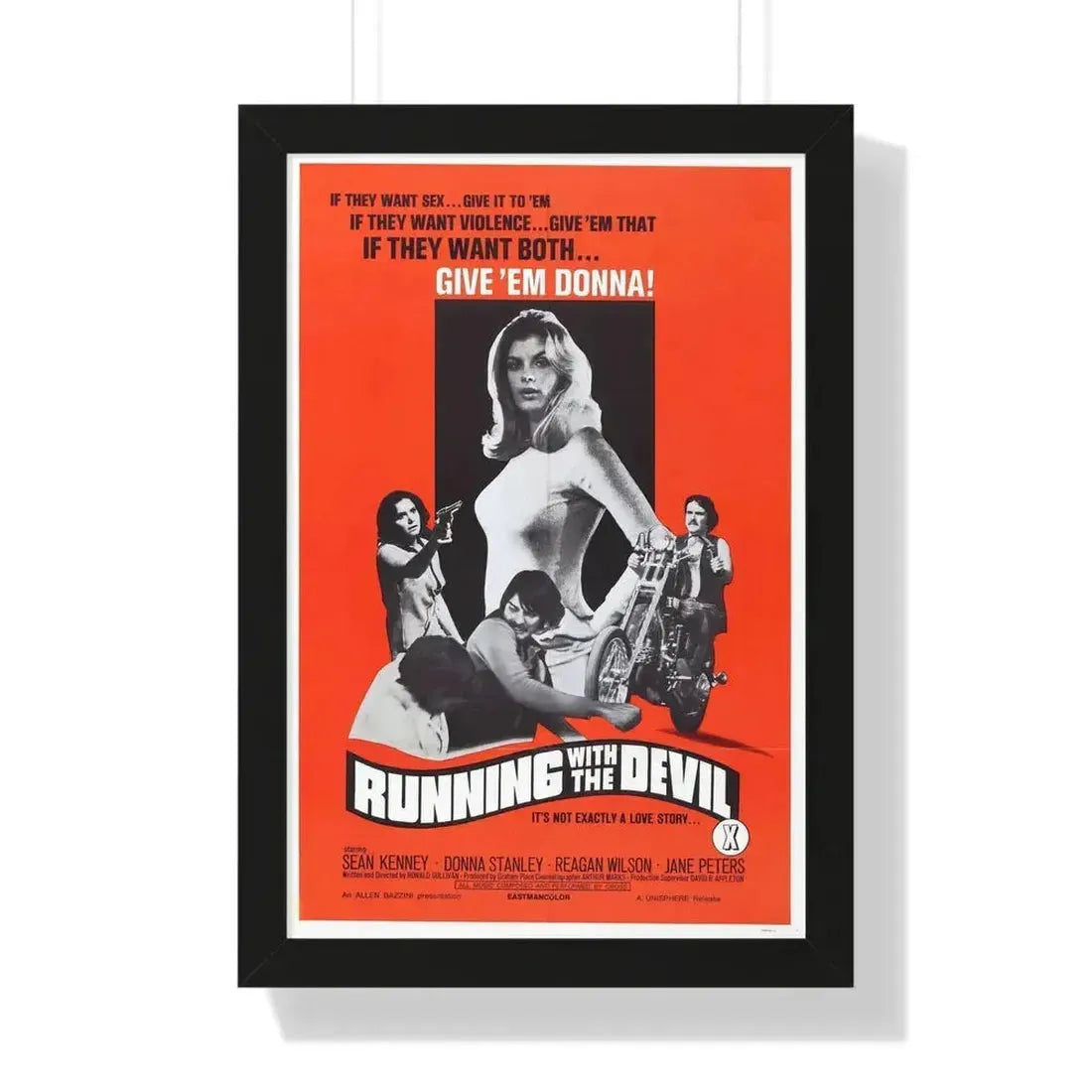 RUNNING WITH THE DEVIL 1973 - Framed Movie Poster 16″ x 24″ Black - The Sticker Space