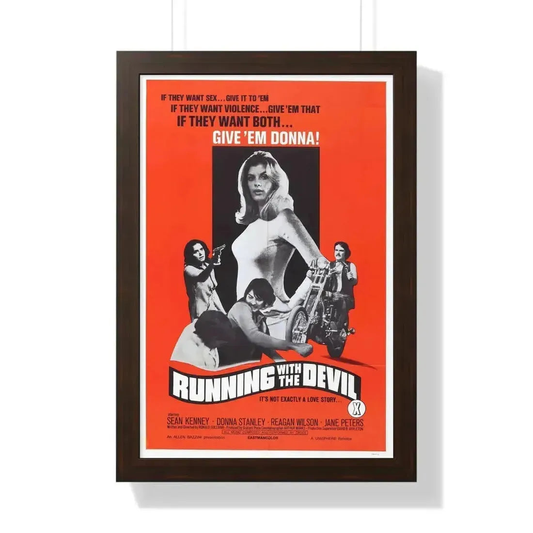 RUNNING WITH THE DEVIL 1973 - Framed Movie Poster 16″ x 24″ Walnut - The Sticker Space