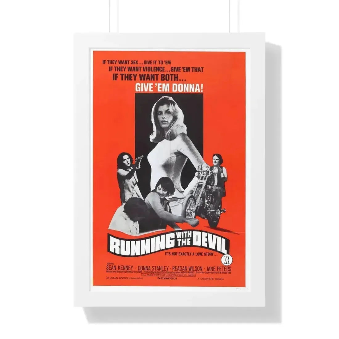 RUNNING WITH THE DEVIL 1973 - Framed Movie Poster 16″ x 24″ White - The Sticker Space